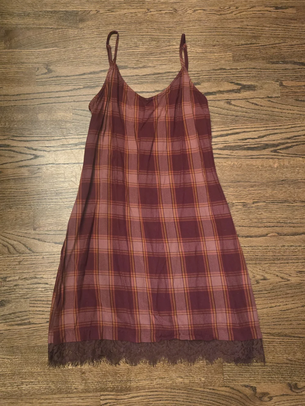 90's Burgundy Plaid Grunge Slip Dress - Picture 1 of 4
